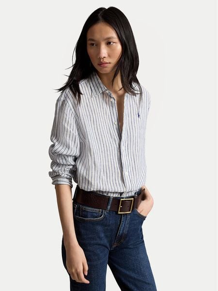 Polo Ralph Lauren Koszula 211935130502 Niebieski Regular Fit. Niebieskie koszule Polo Ralph Lauren, xl, bez wzorów, ze lnu, bez kołnierzyka, bez ramiączek. Za 859.99 zł.