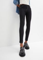 Legginsy w optyce dżinsu z mieszanki bawełny. Czarne legginsy bonprix, bez wzorów, z bawełny. Za 129.99 zł.