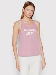 Reebok Top Identity HN6866 Fioletowy Relaxed Fit. Fioletowe topy Reebok, xs, bez wzorów, z bawełny, bez kołnierzyka, bez ramiączek. Za 49.99 zł.