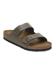 Birkenstock Skórzane klapki "Arizona" w kolorze brązowym rozmiar: 42. Brązowe klapki Birkenstock, bez wzorów, z nubiku, z otwartym noskiem, bez obcasa. Za 409.45 zł.
