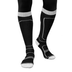 Skarpety narciarskie z wełny Sporty zimowe Siroko Ultimate GLIDE B&W. Czarne skarpety SIROKO, bez wzorów, z wełny. W wyprzedaży za 109.95 zł.