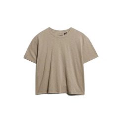 Koszulka damska Superdry Studios. Brązowe bluzki Superdry, bez wzorów, bez kołnierzyka, bez ramiączek. W wyprzedaży za 113.70 zł.