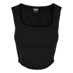 Damski Top Z Gorsetowymi Detalami. Czarne topy Urban Classics, xl, bez wzorów, bez kołnierzyka, bez ramiączek. Za 72.99 zł.
