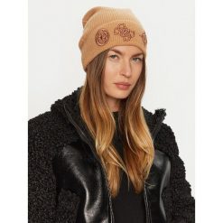 Czapka Guess. Brązowe czapki Guess, z aplikacjami. Za 199.99 zł.