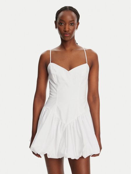 Bardot Sukienka koktajlowa Lissett Poplin 59794DB Biały Slim Fit. Białe sukienki Bardot, bez wzorów, z bawełny, wizytowe, bez kołnierzyka, bez ramiączek. Za 299.99 zł.