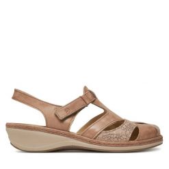 Sandały Suave. Brązowe sandały Suave, bez wzorów, bez obcasa, na płaskiej podeszwie, bez zapięcia. Za 399.99 zł.