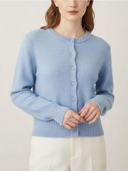 Kardigan z guzikami z domieszką wełny - niebieski. Niebieskie kardigany Sinsay, l, bez wzorów, z wełny. Za 49.99 zł.