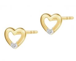 Kolczyki z żółtego złota z diamentami - serca - 0,008 ct - próba 375. Żółte kolczyki Apart, z diamentem, złote. Za 1,559.00 zł.
