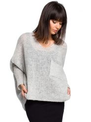 Be Wear Sweter w kolorze jasnoszarym rozmiar: onesize. Szare swetry Be Wear, bez wzorów, z wełny, bez ramiączek. Za 149.45 zł.