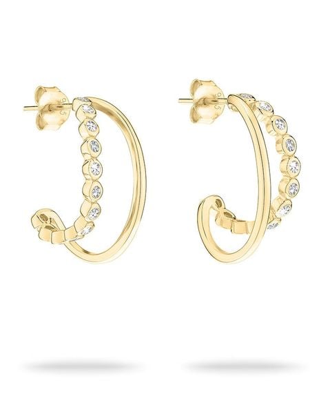 Tamaris Srebrne kolczyki-półkreole z cyrkoniami rozmiar: onesize. Szare kolczyki Tamaris, z cyrkonią, srebrne. Za 201.55 zł.