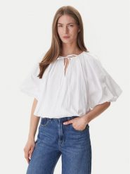 DKNY Bluzka DJ6W2228 Biały Regular Fit. Białe bluzki DKNY, s, bez wzorów, z bawełny, bez kołnierzyka, bez ramiączek. Za 439.99 zł.