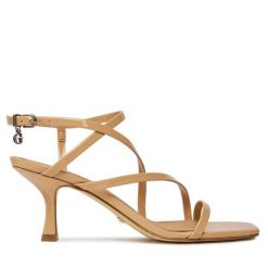 Sandały Guess. Czarne sandały Guess, z aplikacjami, bez obcasa, na słupku, bez zapięcia. Za 569.99 zł.