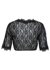 Bluzka koronkowa w ludowym stylu. Białe bluzki bonprix, bez wzorów, z koronki, bez kołnierzyka, bez ramiączek. Za 149.99 zł.