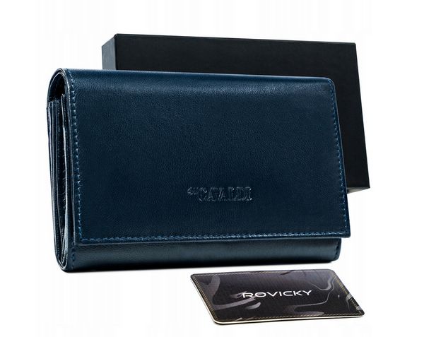 Duży portfel Cavaldi RD-22-GCL-0894 granatowy. Niebieskie portfele 4U Cavaldi, bez wzorów, ze skóry. Za 65.99 zł.