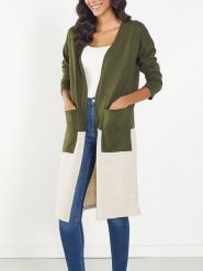 Milan Kiss Kardigan w kolorze oliwkowo-kremowym rozmiar: M. Brązowe kardigany Milan Kiss, m, bez wzorów. Za 228.92 zł.