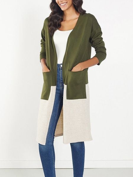 Milan Kiss Kardigan w kolorze oliwkowo-kremowym rozmiar: M. Brązowe kardigany Milan Kiss, m, bez wzorów. Za 152.98 zł.