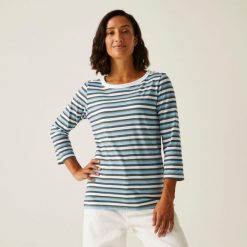 Koszulka do chodzenia z rękawem 3/4 damska Bayletta II. Białe bluzki Regatta, bez wzorów, z polaru, sportowe, bez kołnierzyka, bez ramiączek. W wyprzedaży za 95.20 zł.