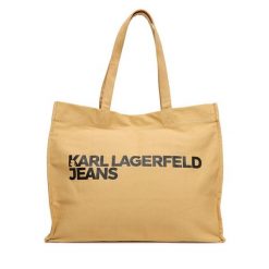 Torebka Karl Lagerfeld Jeans. Brązowe torebki klasyczne Karl Lagerfeld Jeans, bez wzorów, z jeansu, bez dodatków. Za 259.99 zł.