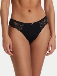 BOSS Stringi Blossom 50556195 Czarny. Czarne stringi Boss, bez wzorów, z syntetyku. Za 149.99 zł.