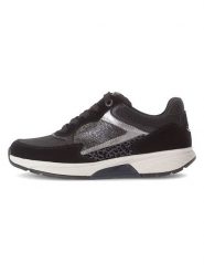 Gabor Skórzane sneakersy w kolorze srebrno-czarnym rozmiar: 40,5. Czarne trampki Gabor, bez wzorów, ze skóry, bez zapięcia. Za 244.95 zł.