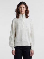 Pieces Sweter w kolorze kremowym rozmiar: M. Brązowe swetry Pieces, m, bez wzorów, bez ramiączek. Za 105.88 zł.