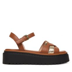 Sandały Liu Jo. Brązowe sandały Liu Jo, bez wzorów, bez obcasa, na koturnie, bez zapięcia. Za 559.99 zł.