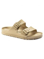 Klapki damskie Birkenstock Arizona Eva. Żółte klapki Birkenstock, bez wzorów, z materiału, bez obcasa. Za 263.00 zł.