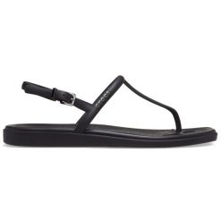 Crocs Sandały damskie Miami Toe Loop Sandal. Czarne sandały Crocs, bez wzorów, sportowe, bez obcasa, bez zapięcia. Za 179.56 zł.