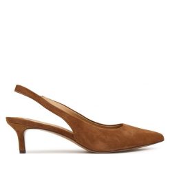 Szpilki LAUREN RALPH LAUREN. Brązowe szpilki Lauren Ralph Lauren, bez wzorów, bez obcasa, na szpilce, bez zapięcia. Za 689.99 zł.