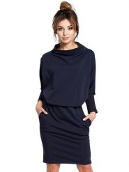 Be Wear Sukienka w kolorze granatowym rozmiar: S/M. Niebieskie sukienki Be Wear, m, bez wzorów, bez kołnierzyka, bez ramiączek, midi. Za 60.95 zł.