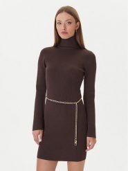 MICHAEL Michael Kors Sukienka dzianinowa MF583C633D Brązowy Slim Fit. Brązowe sukienki MICHAEL Michael Kors, xs, bez wzorów, z dzianiny, bez kołnierzyka, bez ramiączek. Za 859.99 zł.