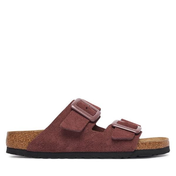 Klapki Birkenstock. Czerwone klapki Birkenstock, bez wzorów, bez obcasa. Za 629.99 zł.