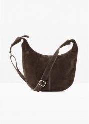 Torebka na ramię z zamszu. Szare torby na ramię bonprix, bez wzorów, na ramię, duże, bez dodatków. Za 169.99 zł.