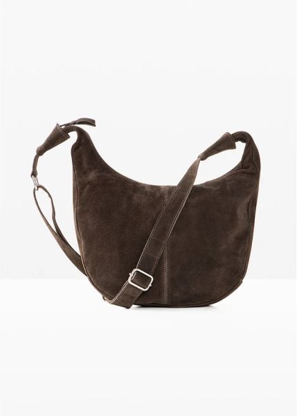 Torebka na ramię z zamszu. Szare torby na ramię bonprix, bez wzorów, na ramię, duże, bez dodatków. Za 169.99 zł.