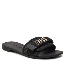 Klapki Guess. Czarne klapki Guess, z aplikacjami, bez obcasa. Za 309.99 zł.