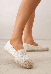 Beżowe Koronkowe Espadryle z Plecionką na Nosku Zynava. Brązowe espadryle Born2be, bez wzorów, z jeansu, bez obcasa, bez zapięcia. Za 69.99 zł.