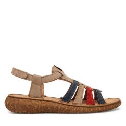 Sandały Josef Seibel. Brązowe sandały Josef Seibel, bez wzorów, bez obcasa, na płaskiej podeszwie, bez zapięcia. Za 379.99 zł.