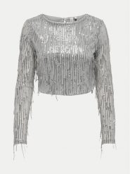 ONLY Bluzka Spacy 15331803 Srebrny Cropped Fit. Szare bluzki Only, m, bez wzorów, z syntetyku, bez kołnierzyka, bez ramiączek. Za 89.99 zł.