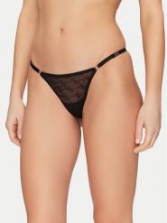 Guess Stringi O5RE10 KCLB0 Czarny. Czarne stringi Guess, z aplikacjami, z materiału. Za 99.99 zł.