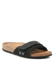 Birkenstock Klapki Oita 1024200 Czarny. Czarne klapki Birkenstock, bez wzorów, z nubiku, bez obcasa. Za 429.99 zł.