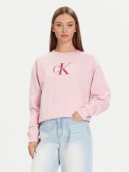 Calvin Klein Jeans Bluza Monologo LV047B234G Różowy Relaxed Fit. Czerwone bluzy Calvin Klein Jeans, s, bez wzorów, z bawełny, bez kaptura. Za 389.99 zł.