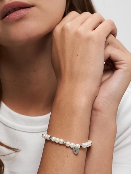 Tamaris Bransoletka ze szklanymi koralikami rozmiar: onesize. Białe bransoletki Tamaris, szklane. Za 108.74 zł.