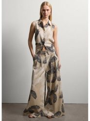 STEFANEL Bluzka w kolorze beżowo-czarnym rozmiar: 44. Brązowe bluzki Stefanel, bez wzorów, bez kołnierzyka, bez ramiączek. Za 152.99 zł.