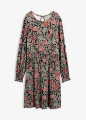 Sukienka z dżerseju z miękkiej wiskozy. Czarne sukienki bonprix, bez wzorów, z dżerseju, bez kołnierzyka, bez ramiączek. Za 149.99 zł.