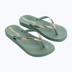 Japonki damskie Ipanema Anat Connect II. Zielone klapki Ipanema, bez wzorów, z materiału, bez obcasa. Za 83.99 zł.