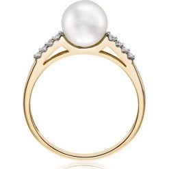 PROMOCJA Złoty Pierścionek - złoto 585, Diament 0,07ct. Żółte pierścionki W.KRUK, z diamentem, złote. W wyprzedaży za 599.00 zł.