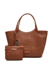 Emporio Armani Torebka EW001009 AF14309 U6164 Brązowy. Brązowe shopper Emporio Armani, bez wzorów, ze skóry, bez dodatków. Za 1,099.00 zł.