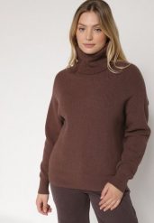 Brązowy Golf o Klasycznym Kroju z Kaszmirem Azifra. Brązowe golfy Born2be, uniwersalny, z aplikacjami, z jeansu, bez ramiączek. Za 139.99 zł.