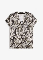 Bluzka koszulowa. Czarne bluzki bonprix, bez wzorów, eleganckie, bez kołnierzyka, bez ramiączek. Za 112.99 zł.
