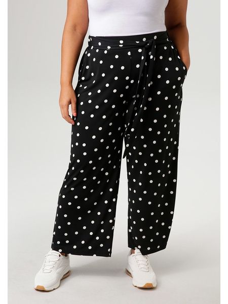 Aniston Spodnie w kolorze czarno-białym rozmiar: 44. Czarne spodnie materiałowe Aniston, bez wzorów, z materiału, z podwyższonym stanem. Za 65.69 zł.